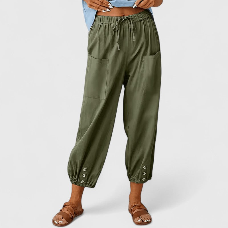 Cleo | Women's Linen Cropped Pants