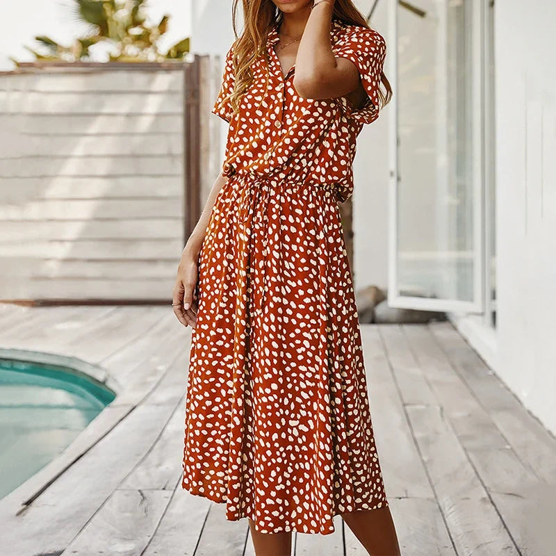 Nini | Women's Polka Dot Summer Midi Dress