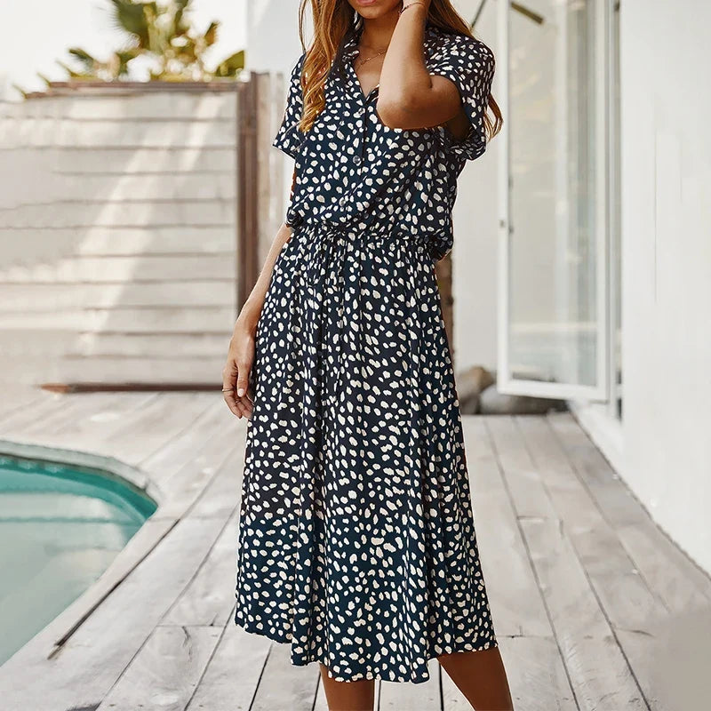 Nini | Women's Polka Dot Summer Midi Dress