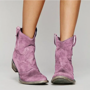 Rosalind | Women's Faux Suede Western Cowboy Ankle Boots
