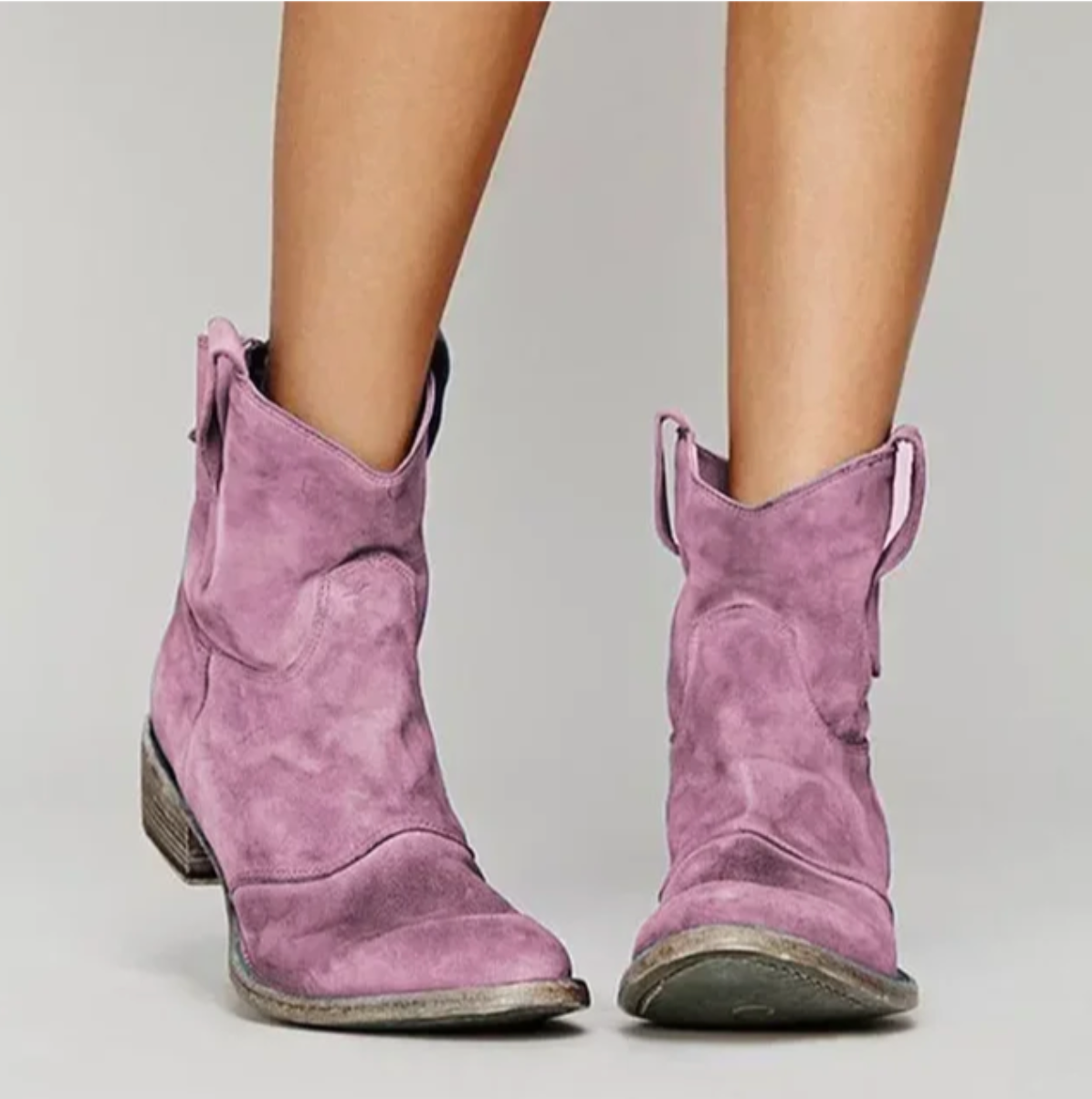 Rosalind | Women's Faux Suede Western Cowboy Ankle Boots