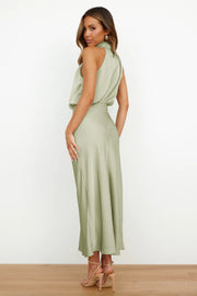 Marchetta | Women's Satin Halter Cocktail Midi Dress
