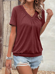 Sara | Women's Pleated V-Neck Top
