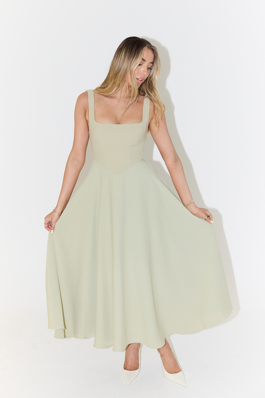 Isabella | Women's Square-Neck Formal Midi Dress