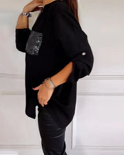 Isolde | Women's Sequin Trim Oversized Shirt