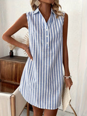 Julie | Women's Striped Sleeveless Summer Mini Dress