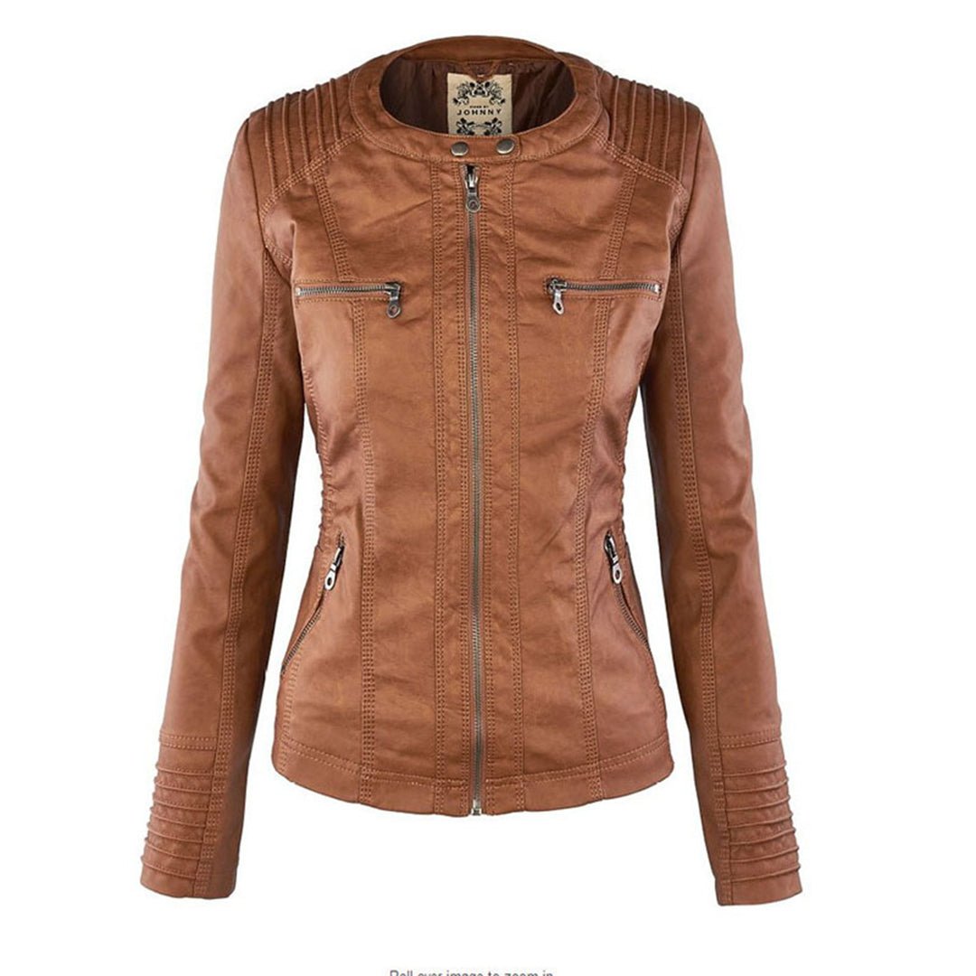 Alina | Women's Hooded Faux Leather Biker Jacket