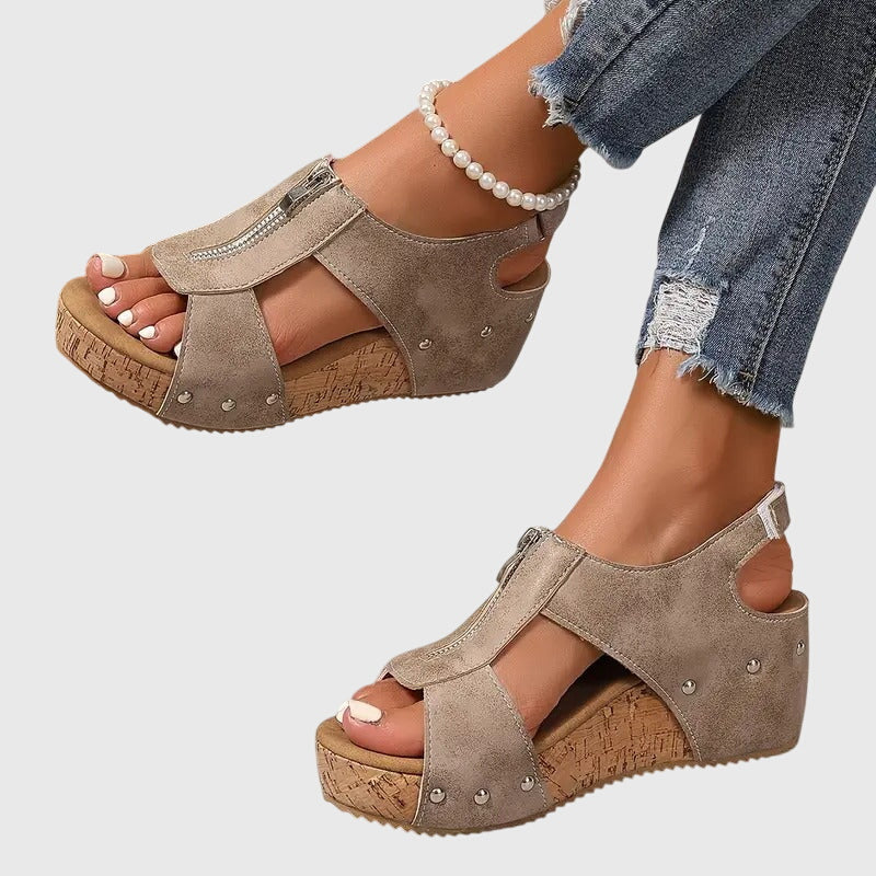 Linda | Women's Sandals Wedge With Zip