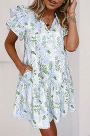 Lana | Women's Floral Ruffle Sleeve Summer Mini Dress