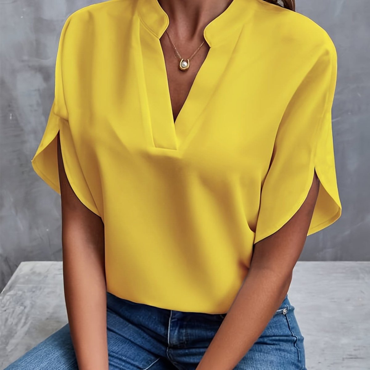 Elisa | Women's Notch Neck Satin Blouse