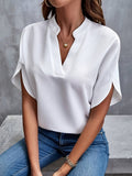 Elisa | Women's Notch Neck Satin Blouse