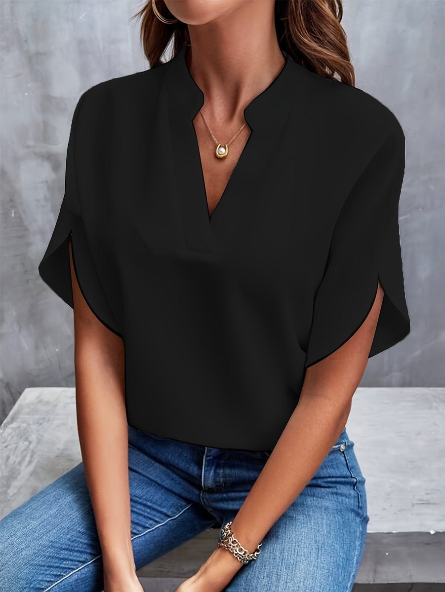 Elisa | Women's Notch Neck Satin Blouse