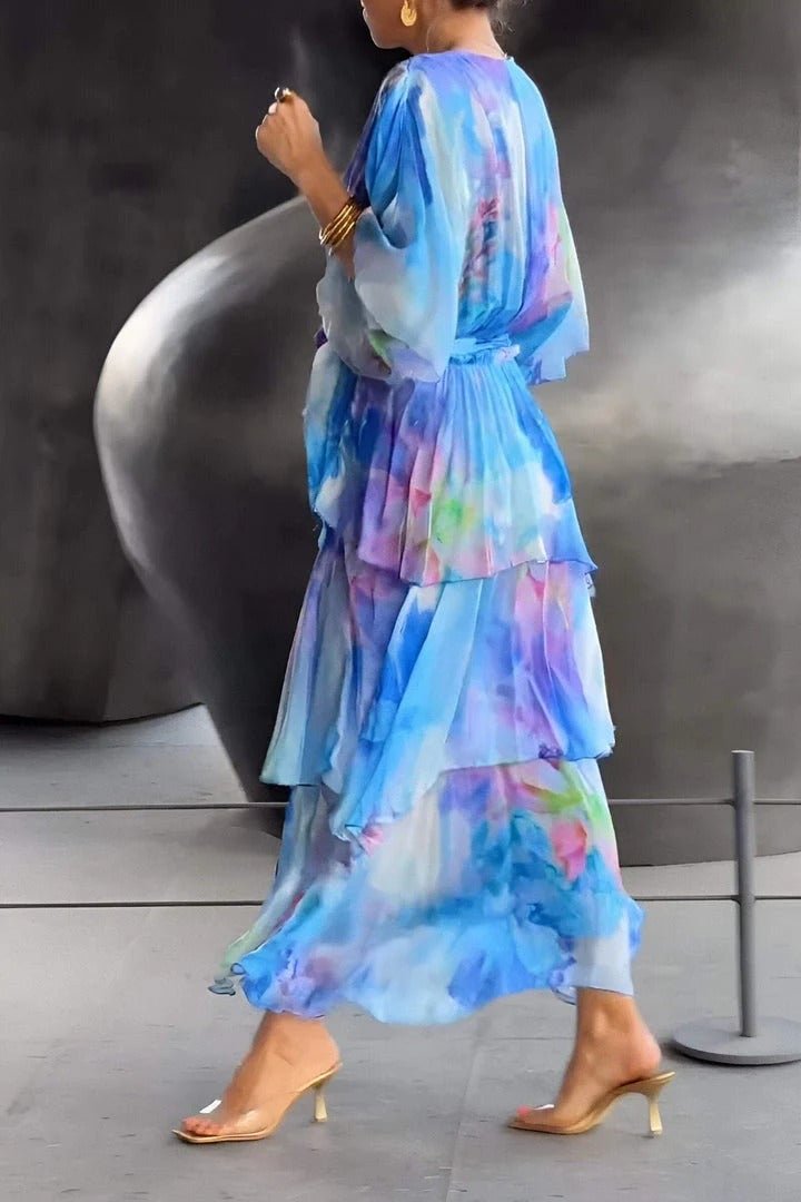 Cecilia | Women's Wrap Tiered Cocktail Maxi Dress
