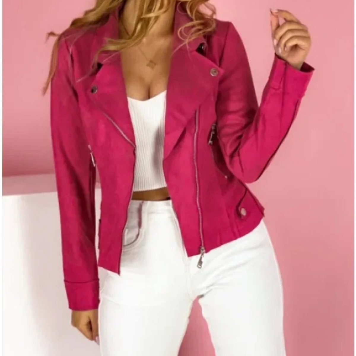 Theodora | Women's Faux Suede Asymmetric Zip Biker Jacket