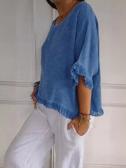 Letizia | Women's Ruffle Linen Top
