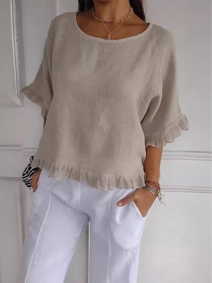 Letizia | Women's Ruffle Linen Top