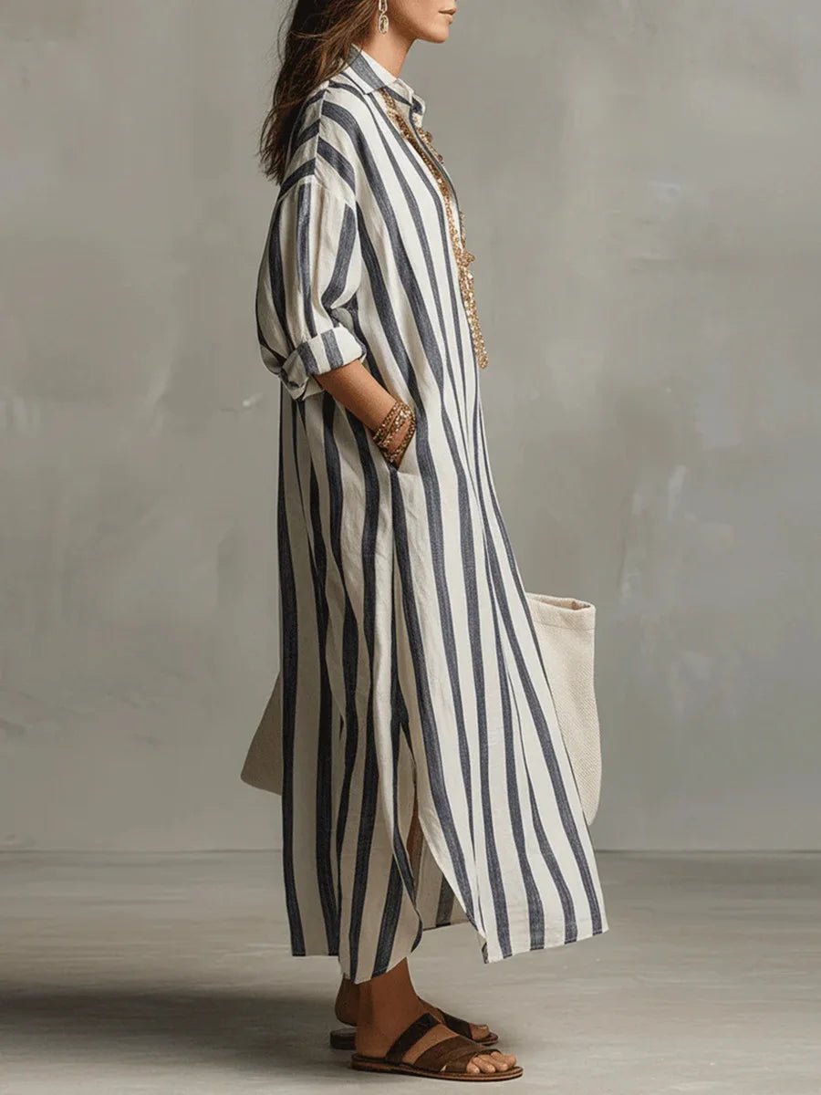 Delphine | Women's Linen Shirt Maxi Dress