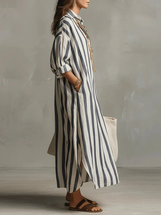 Delphine | Women's Linen Shirt Maxi Dress