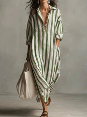 Delphine | Women's Linen Shirt Maxi Dress