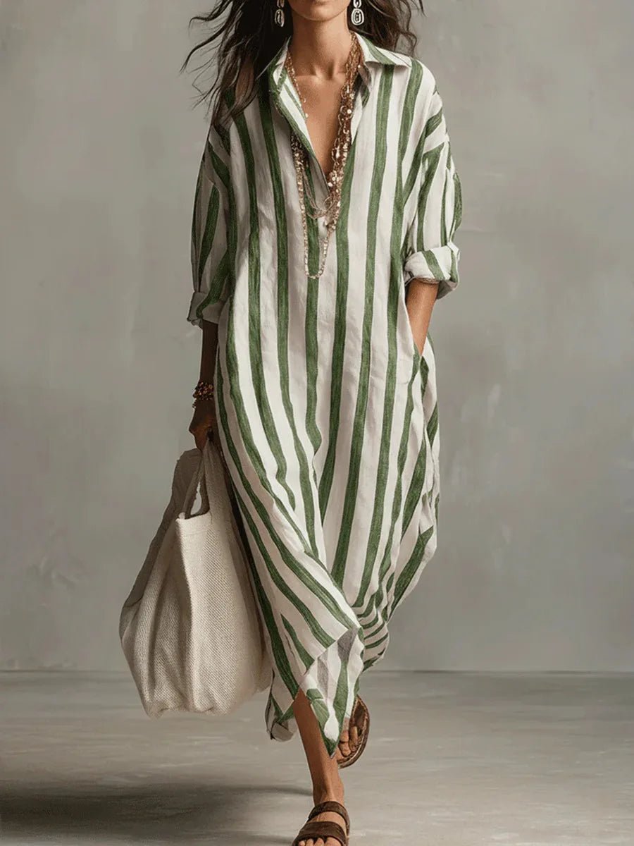 Delphine | Women's Linen Shirt Maxi Dress