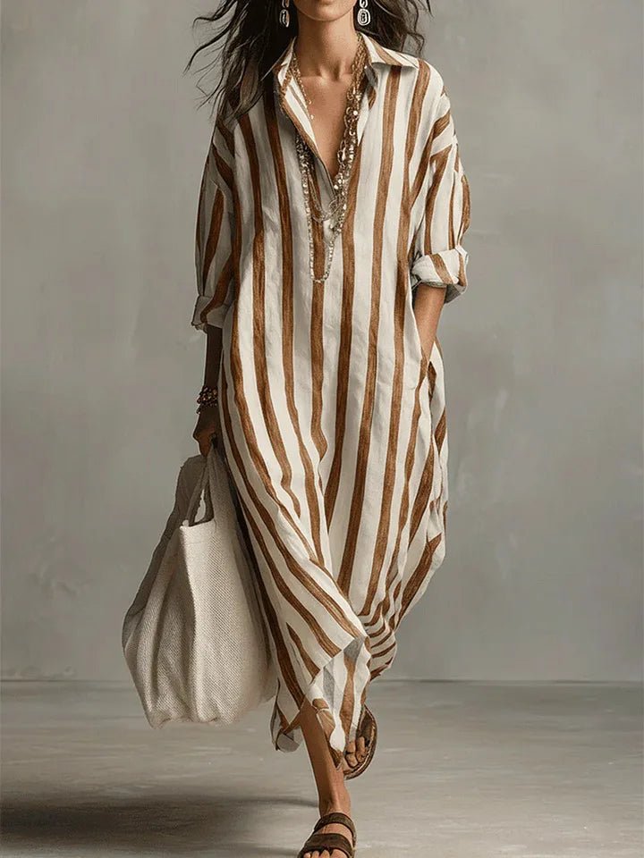 Delphine | Women's Linen Shirt Maxi Dress