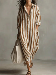 Delphine | Women's Linen Shirt Maxi Dress