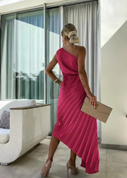 Serena | Women's One Shoulder Rosette Cocktail Maxi Dress