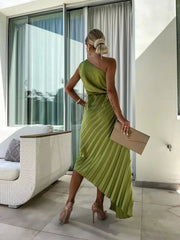 Serena | Women's One Shoulder Rosette Cocktail Maxi Dress