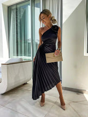 Serena | Women's One Shoulder Rosette Cocktail Maxi Dress