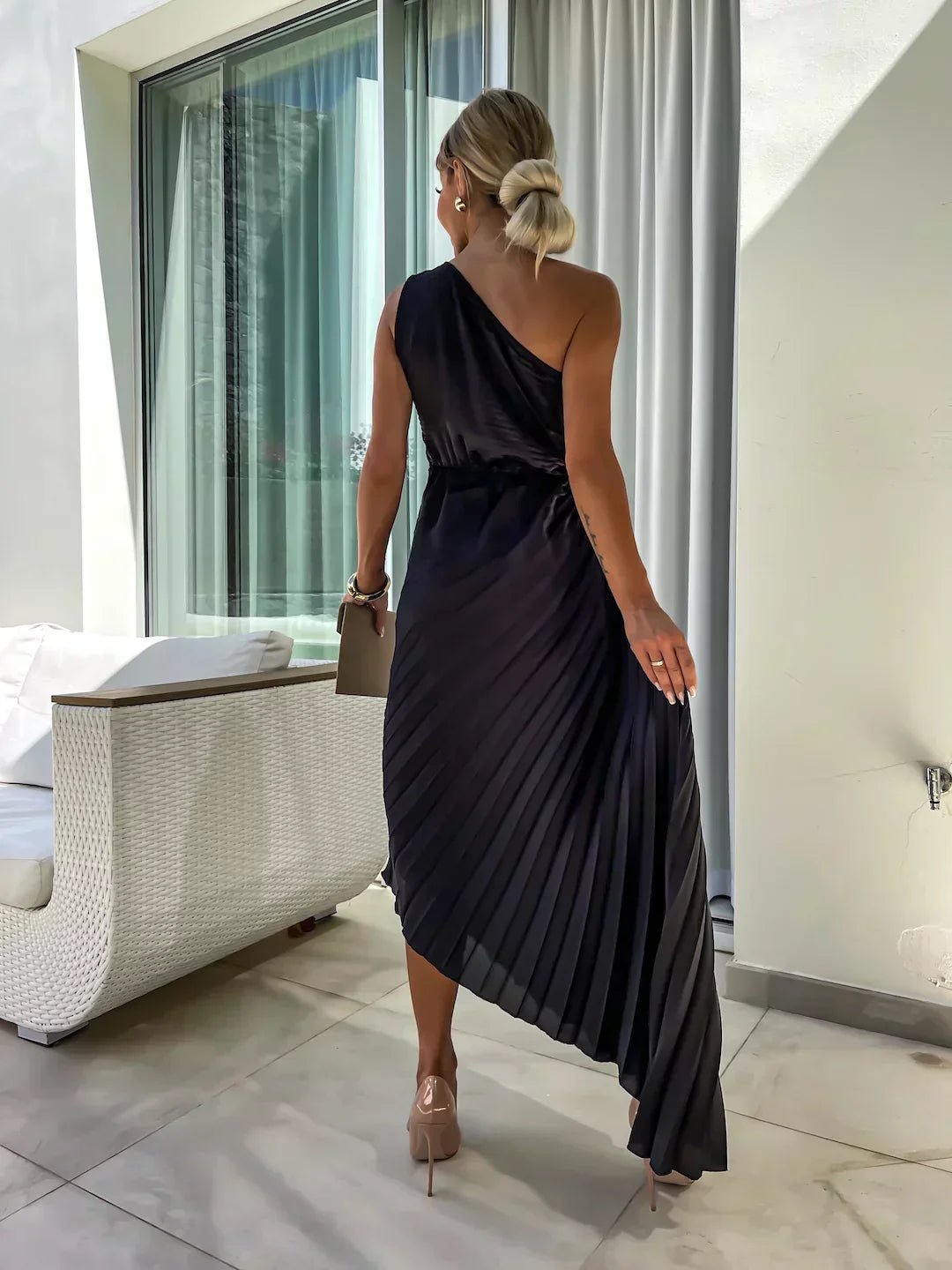 Serena | Women's One Shoulder Rosette Cocktail Maxi Dress