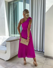 Serena | Women's One Shoulder Rosette Cocktail Maxi Dress