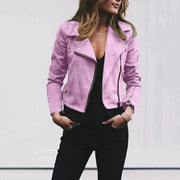 Theodora | Women's Faux Suede Cropped Biker Jacket