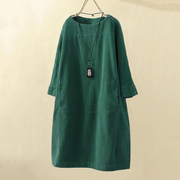 Freya | Women's Corduroy Midi Dress with Pockets