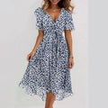 Robe d'été midi smockée à fleurs pour femme
