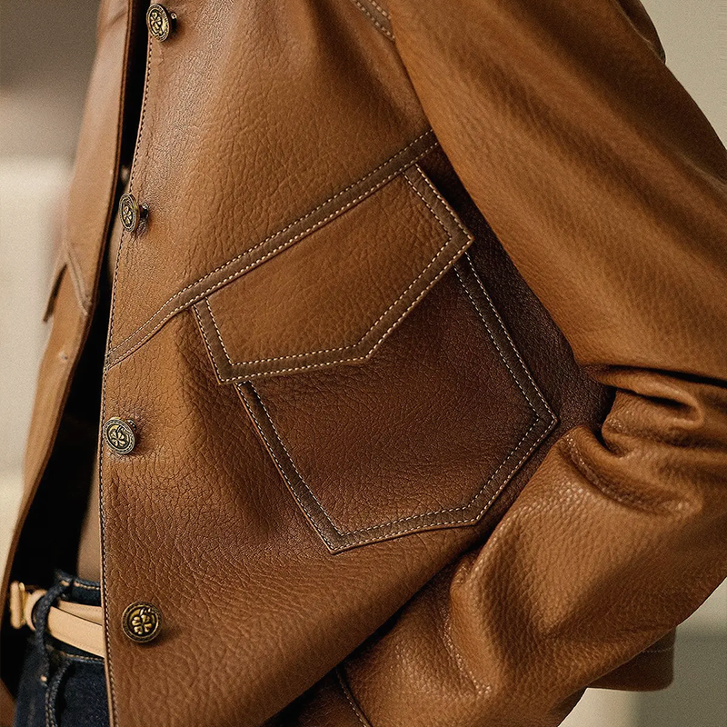 Cleo | Cropped Faux Leather Shirt Jacket