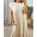 Ines | Pleated Sleeveless Summer Maxi Dress