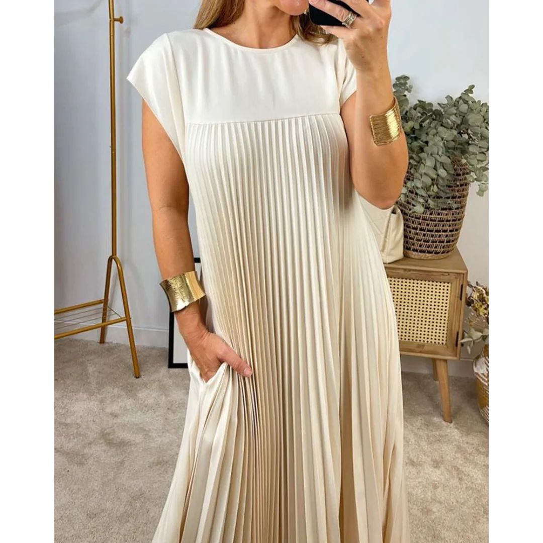 Ines | Pleated Sleeveless Summer Maxi Dress