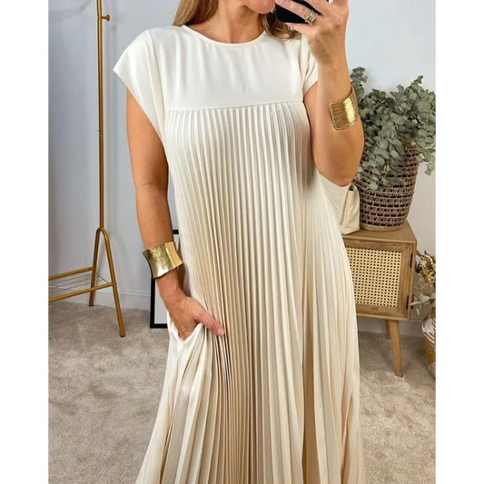 Ines | Pleated Sleeveless Summer Maxi Dress