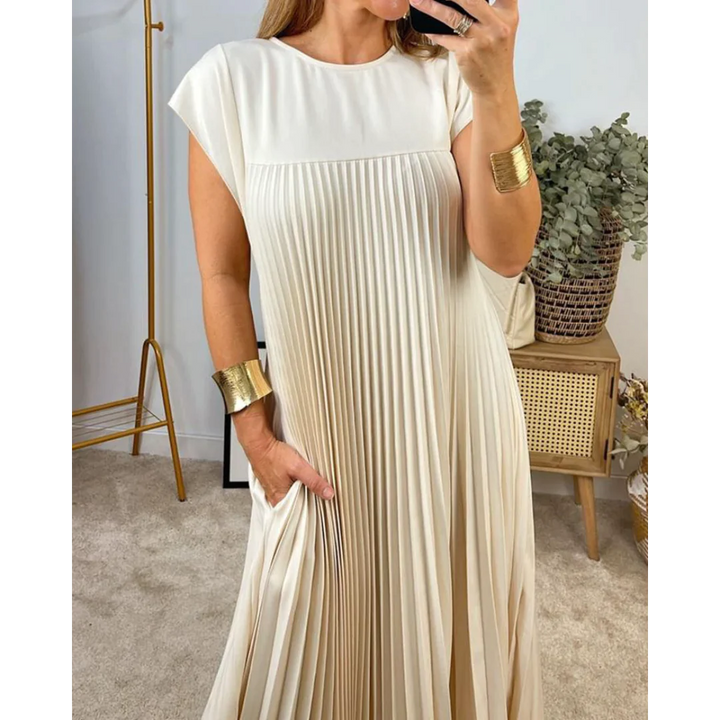 Ines | Pleated Sleeveless Maxi Dress