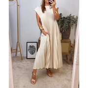 Ines | Pleated Sleeveless Summer Maxi Dress