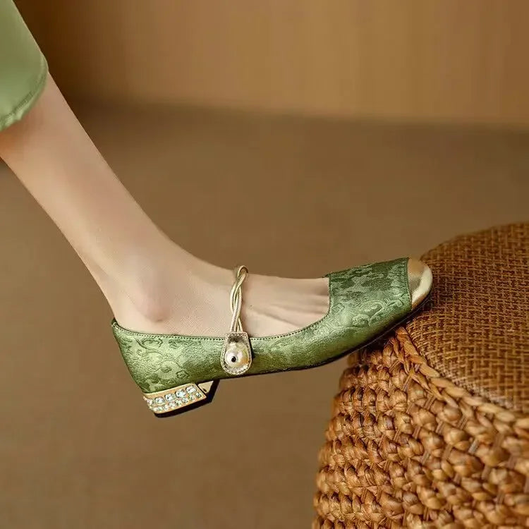 Lily | Women's Vintage Pearl Strap Flats