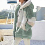 Kirsi | Women's Colour Block Teddy Fleece Hooded Jacket