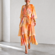 Women's Watercolour Tiered Maxi Wedding Guest Dress