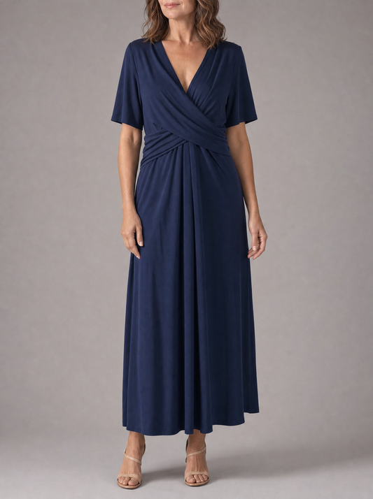 Women's V-Neck Wrap Maxi Dress Wedding Guest