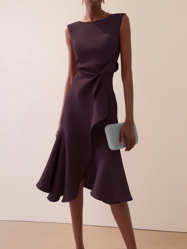 Lina | Women's Ruffle Cocktail Midi Dress