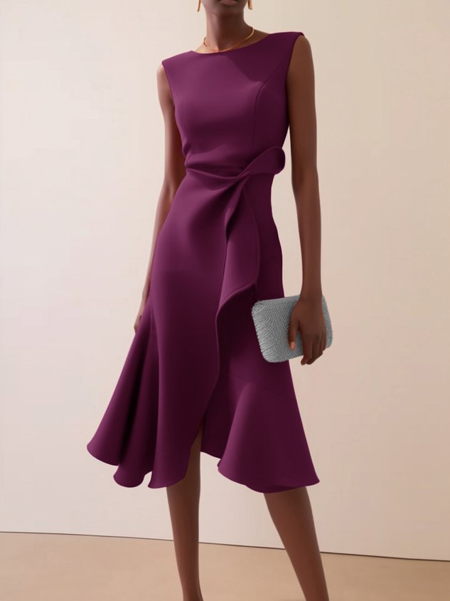 Lina | Women's Ruffle Cocktail Midi Dress