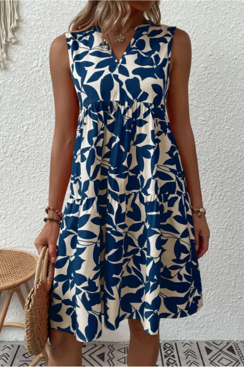 Paloma | Women's Leaf Print Sleeveless Midi Dress