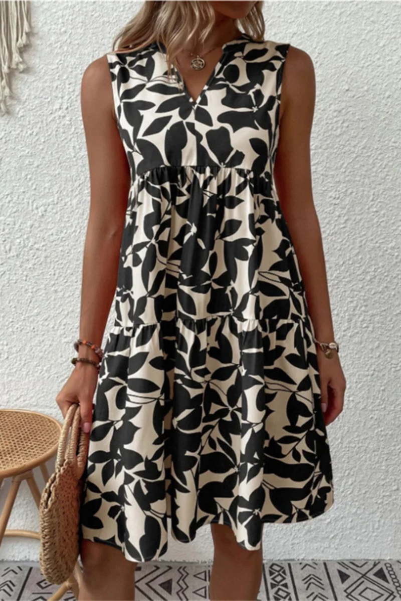 Paloma | Women's Leaf Print Sleeveless Midi Dress