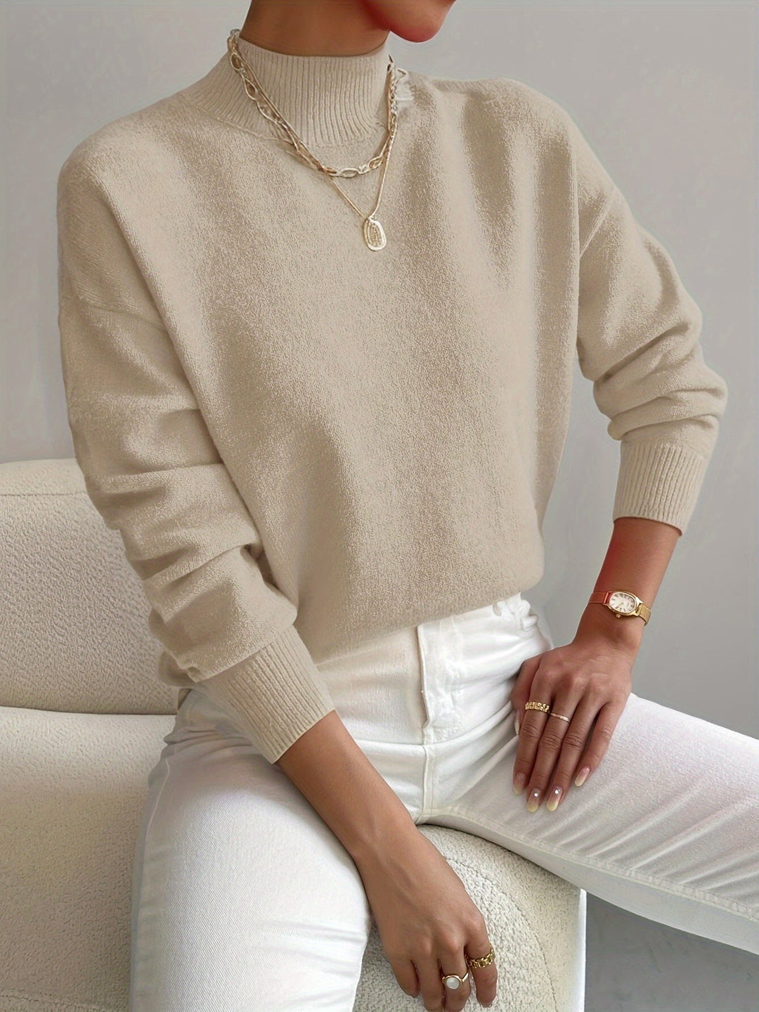Mara | Relaxed Mock-Neck Fleece Sweatshirt
