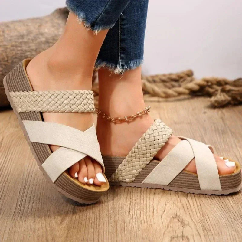 Marie | Women's Woven Platform Slide Sandals